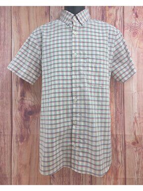 Mizzen+Main Leeward Mens Trim Fit Short Sleeve Shirt Large Plaid Red & Blue